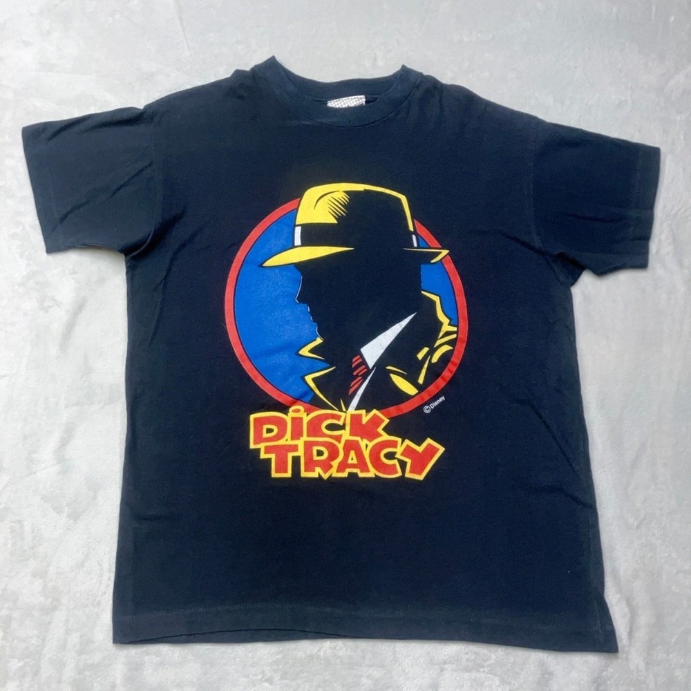 Vintage Dick Tracy Disney Movie T-Shirt Mens M Black‎ Graphic 90s